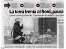 La notizia del sisma riportata dal Corriere della Sera del 12 aprile 2003