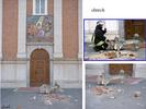 La croce della chiesa caduta dalla facciata